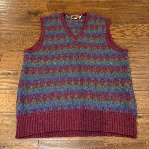 VTG Boston Traders Sweater Vest Mens XL Argyle 100% Wool Grandpa Dad